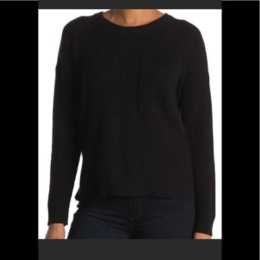 Madewell Thompson Pocket Pullover Sweater True Black X LNew Nwt Women's ribbed